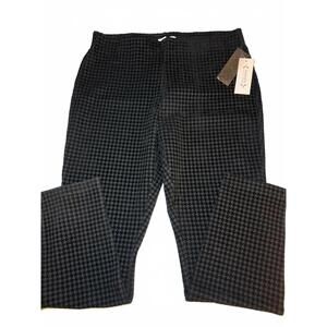 NWT Nanette Lepore Very Black Velvet Houndstooth Leggings ankle pant Sz L